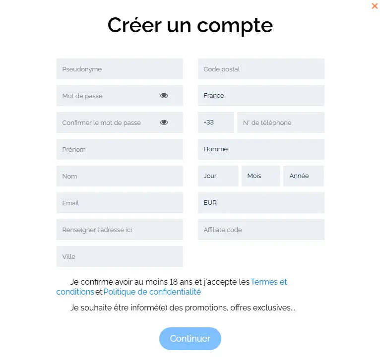 Processus d'inscription SlotsHammer Casino