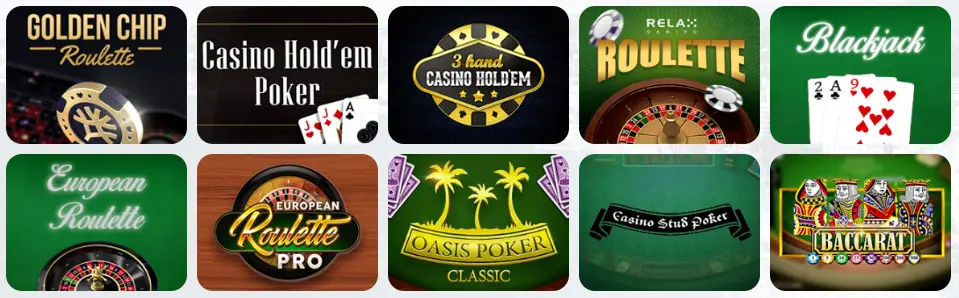 Jeux de table au SLOTSHAMMER CASINO
