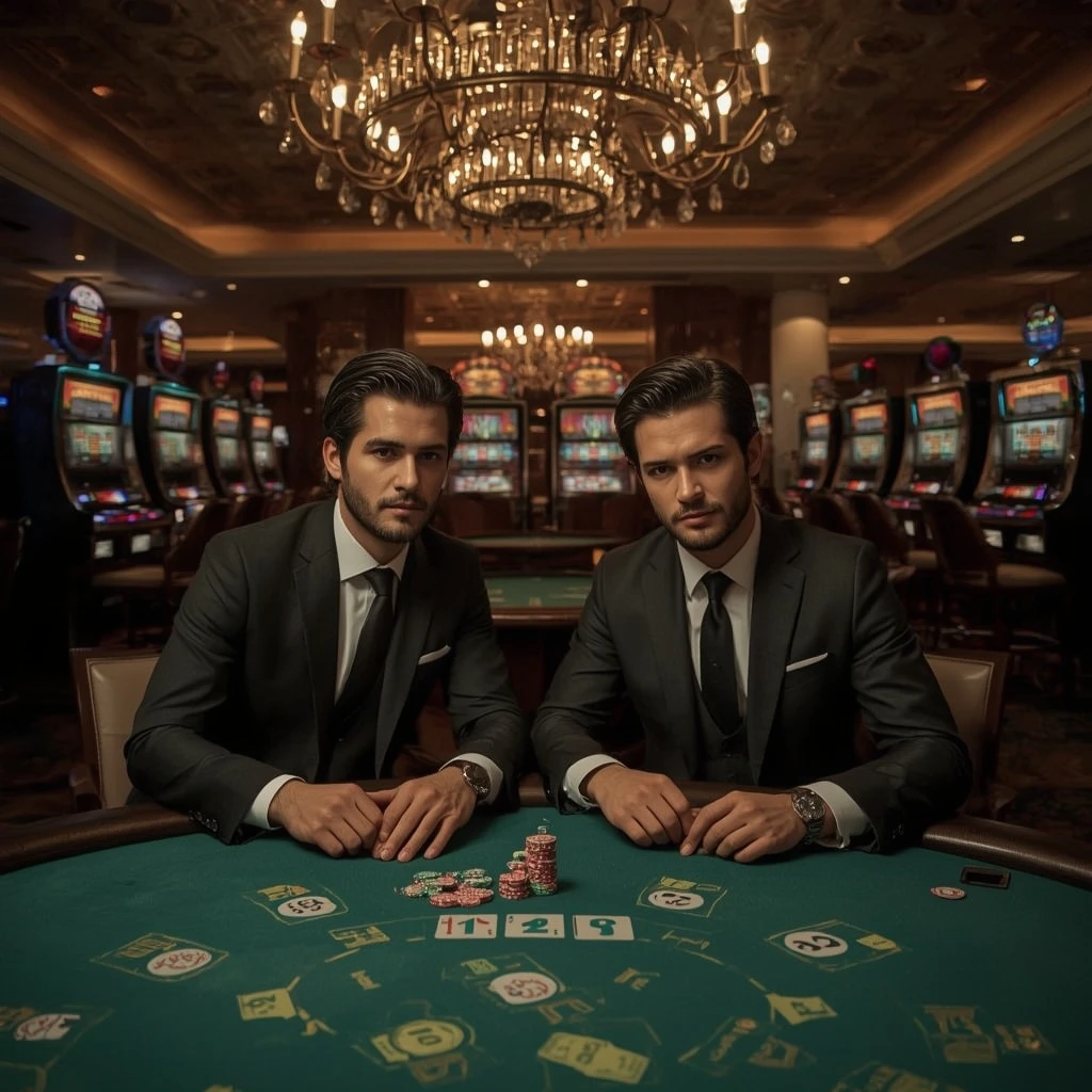 Deux joueurs de poker au SlotsHammer Casino